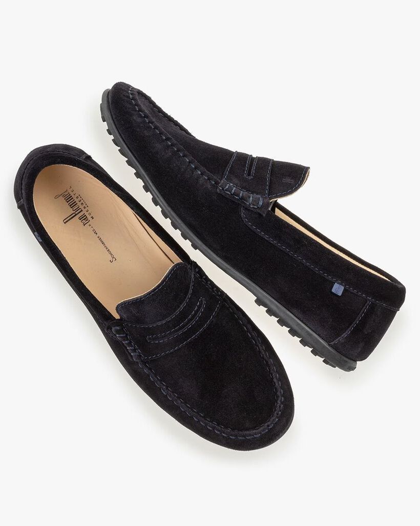 Mocassin su&egrave;de donkerblauw