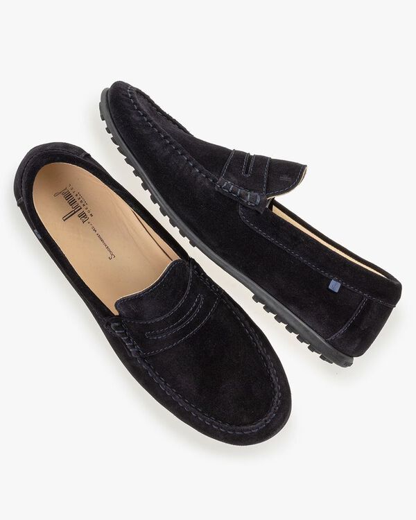 Mocassin su&egrave;de donkerblauw