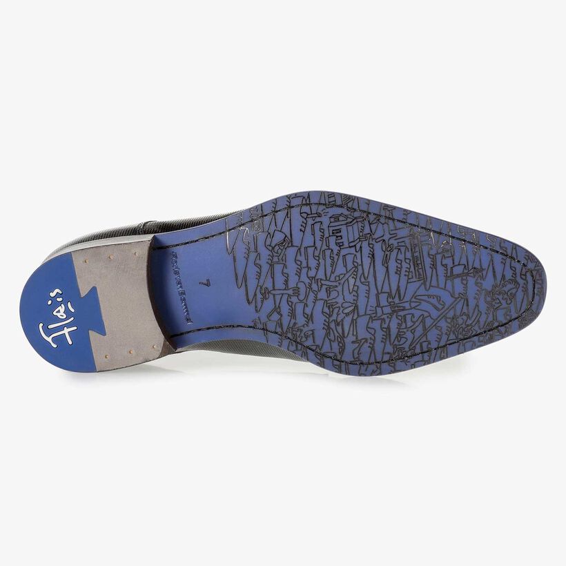 Premium blue printed patent leather lace shoe
