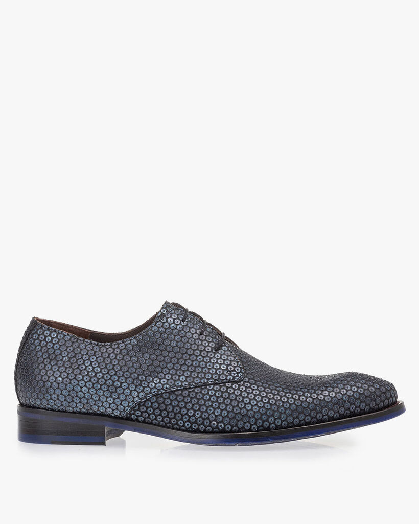 Veterschoen donkerblauw met print