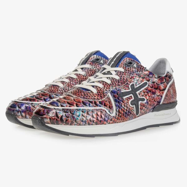 Rode lakleren sneaker met snakeprint