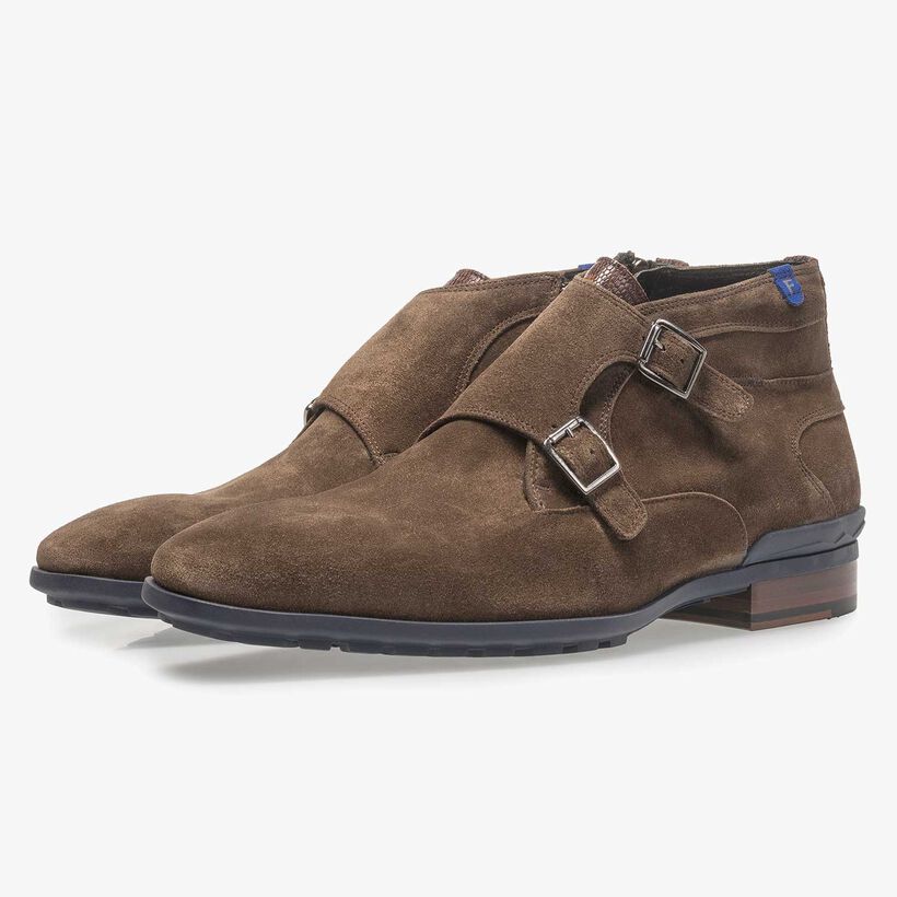 Su&egrave;de gespschoen donker taupe