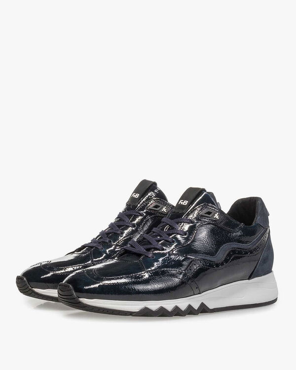 Blauwe lakleren sneaker