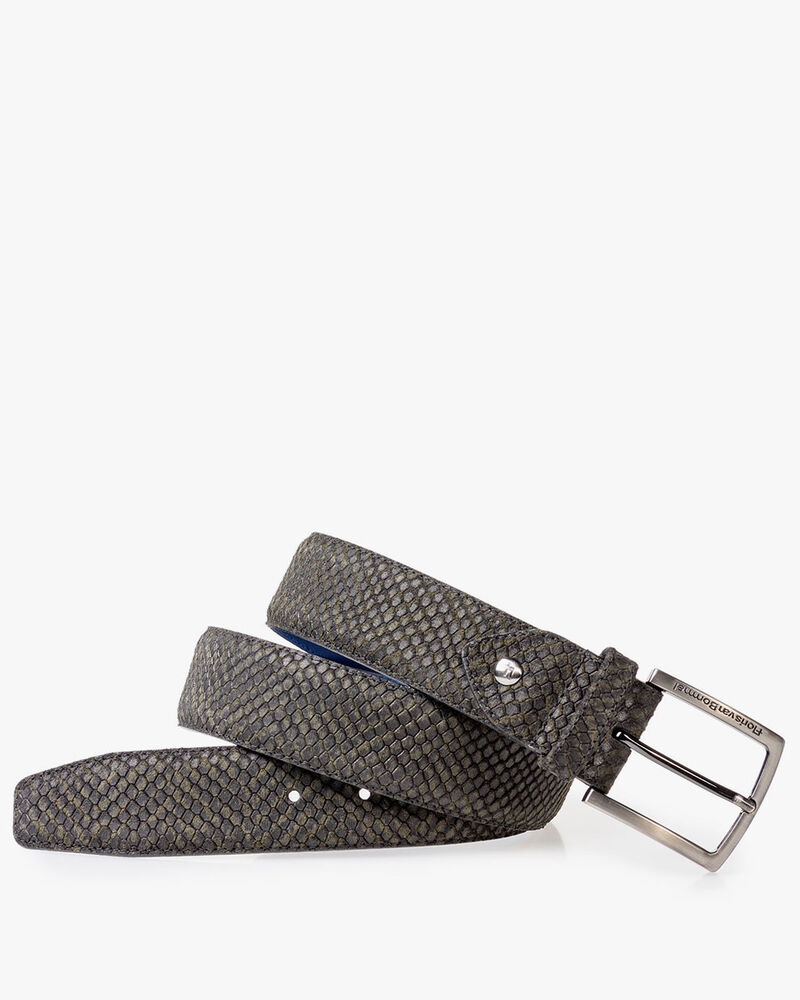 Suede leather belt green
