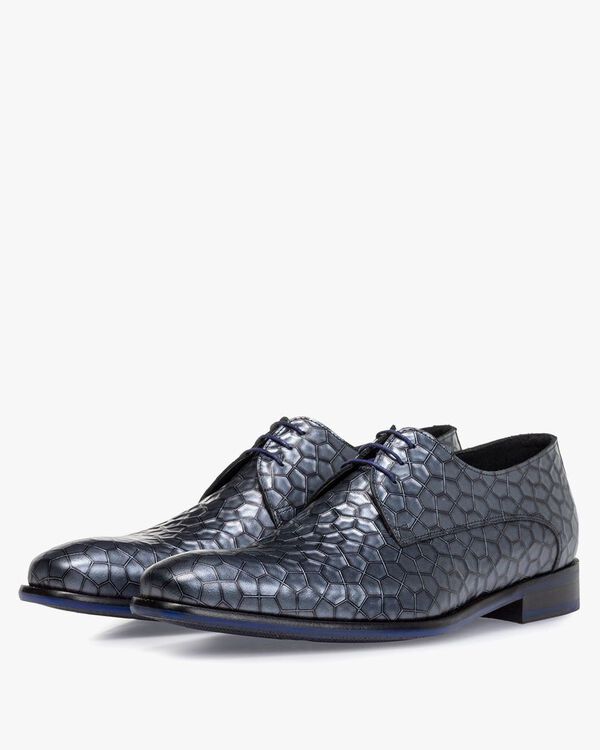 Veterschoen metallic print grijs