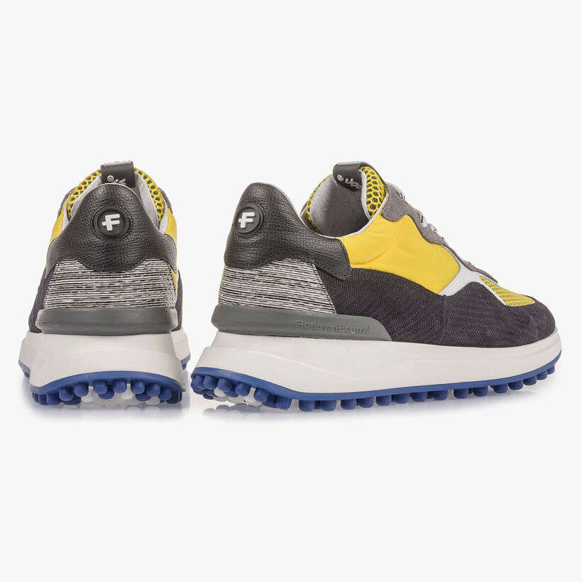 Multi-color su&egrave;de sneaker met gele details