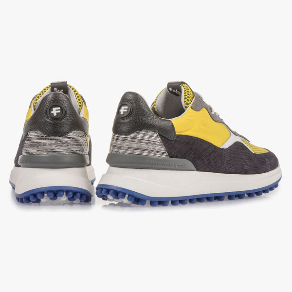 Multi-color su&egrave;de sneaker met gele details