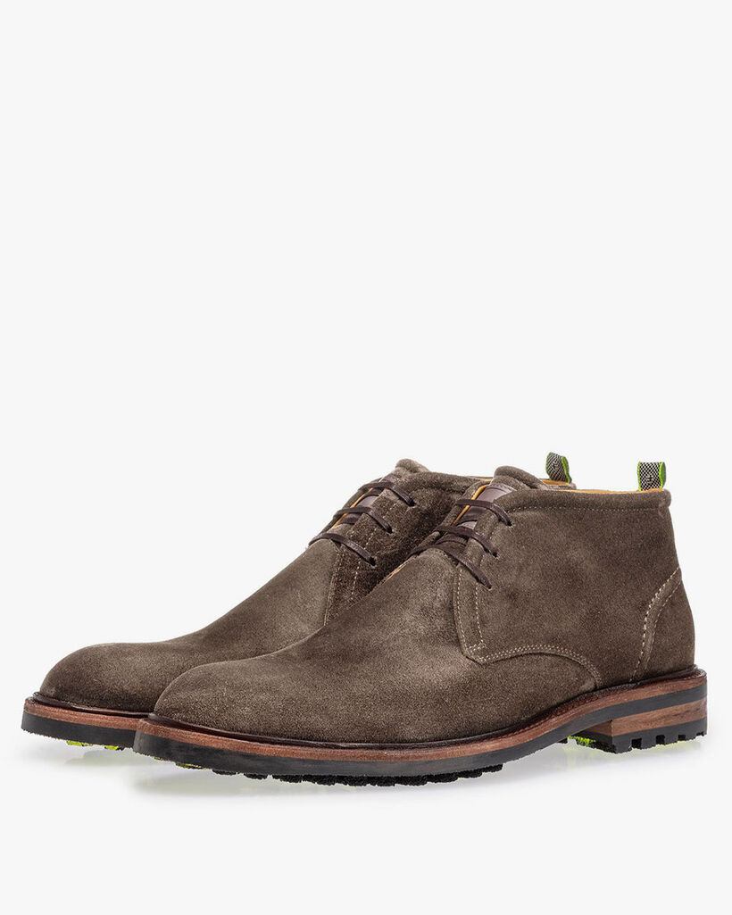 Veterboot su&egrave;de donker taupe