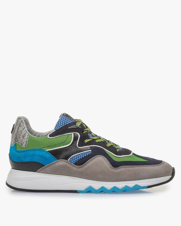 Multi-color su&egrave;de sneaker met groene details