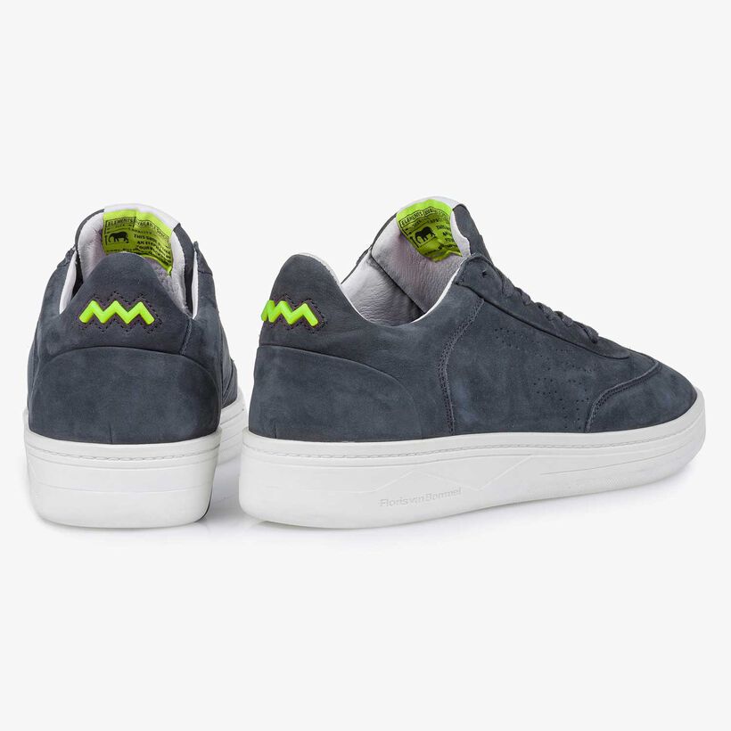 Blauwe nubuckleren sneaker