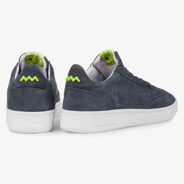 Blauwe nubuckleren sneaker