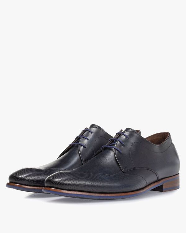 Veterschoen kalfsleer blauw