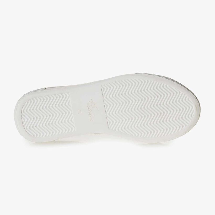 Zilveren metallic leren sneaker met craquel&eacute; effect