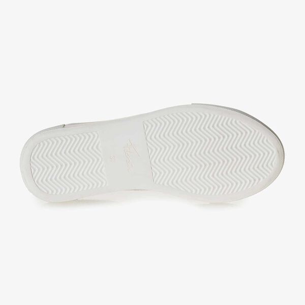 Zilveren metallic leren sneaker met craquel&eacute; effect