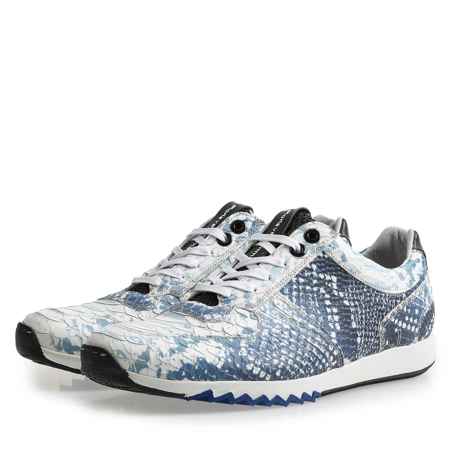 16227/14 - Donkerblauwe sneaker met snakeprint 16227/14 - Donkerblauwe sneaker met snakeprint
