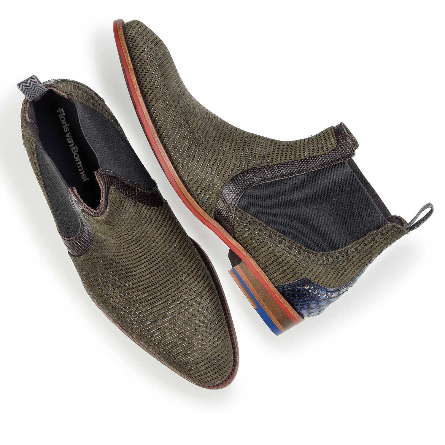 10455/02 - Olive green Chelsea boot made of suede leather 10455/02 - Olive green Chelsea boot made of suede leather