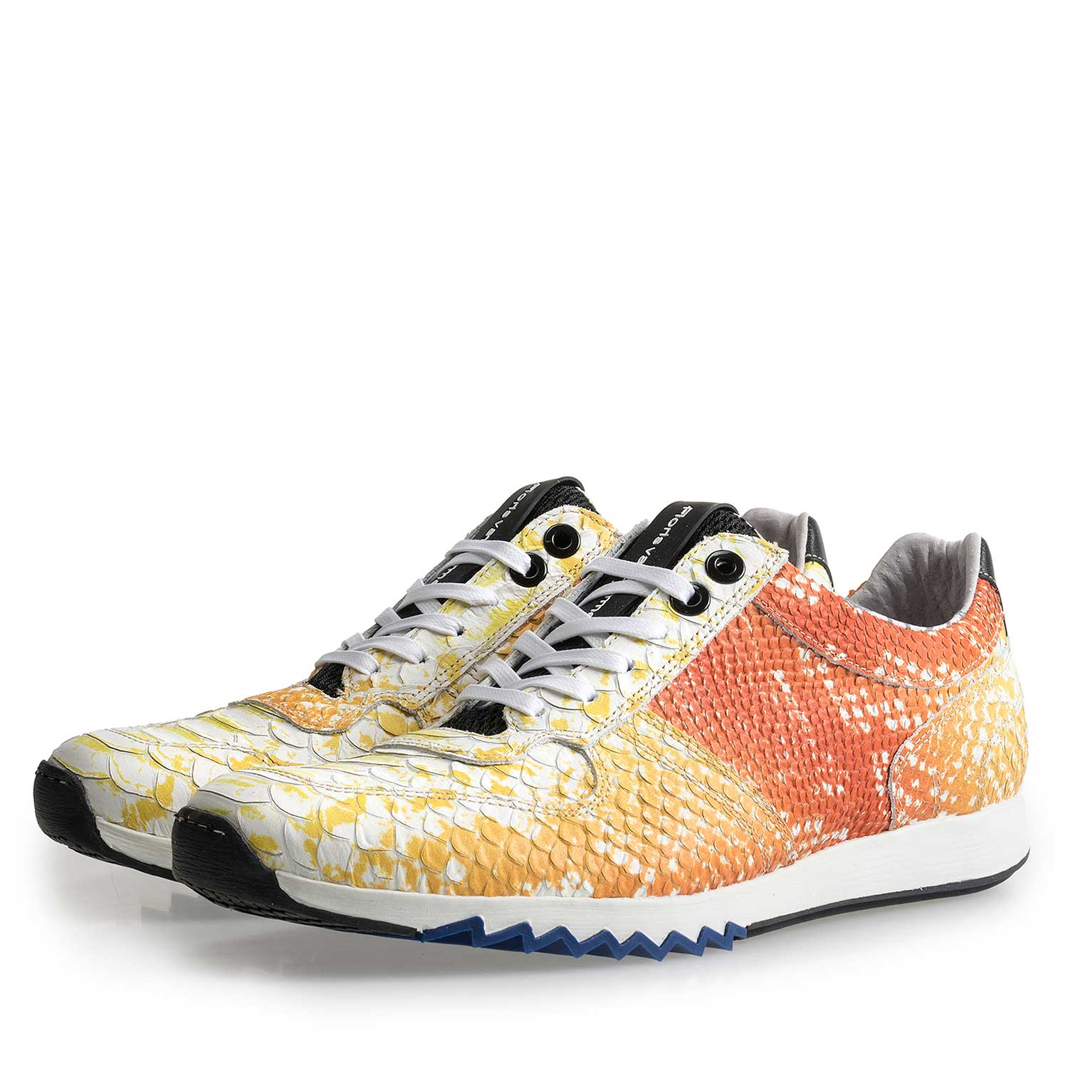16227/12 - Gele leren sneaker met snakeprint 16227/12 - Gele leren sneaker met snakeprint