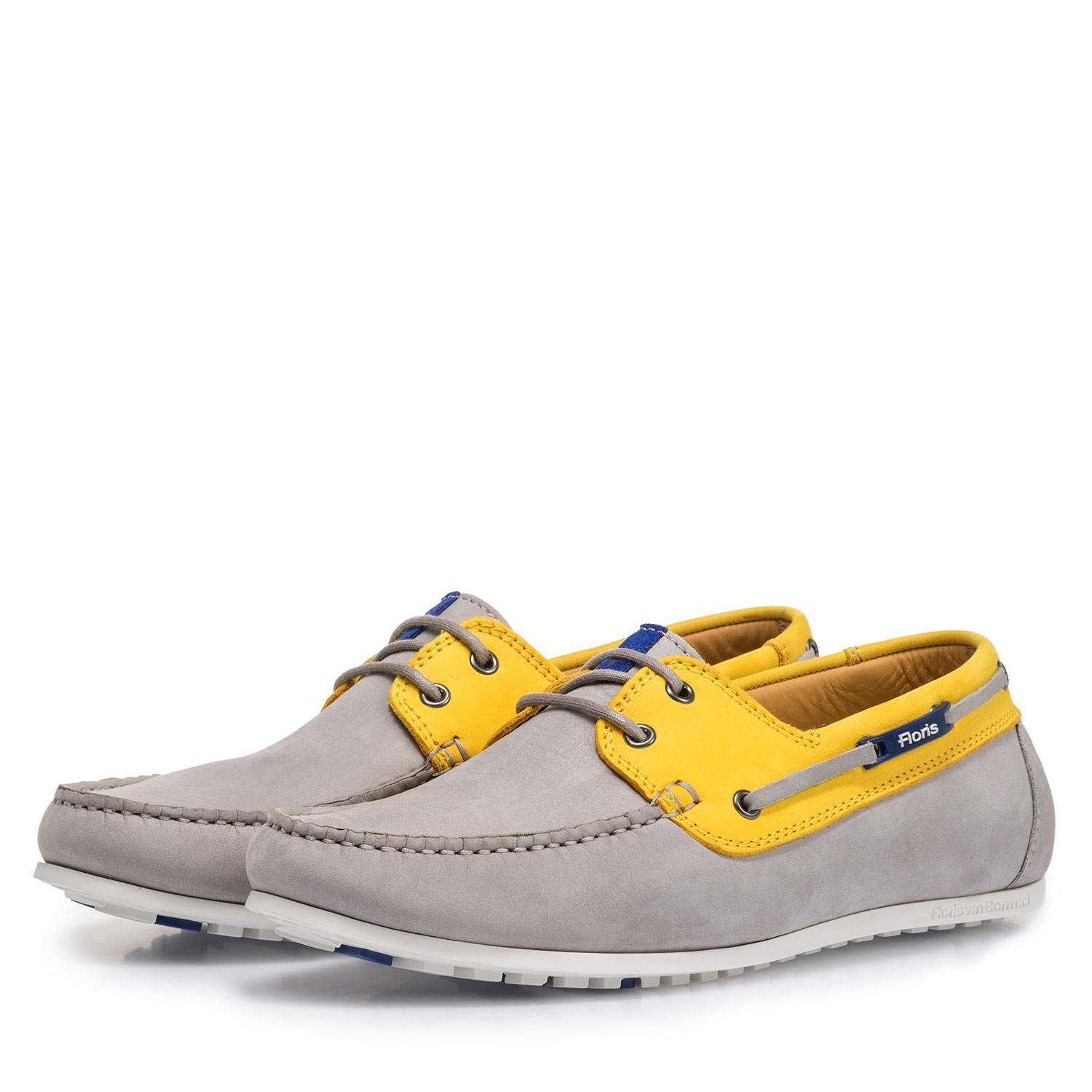 15035/13 - Grey and yellow nubuck leather boat shoe 15035/13 - Grey and yellow nubuck leather boat shoe