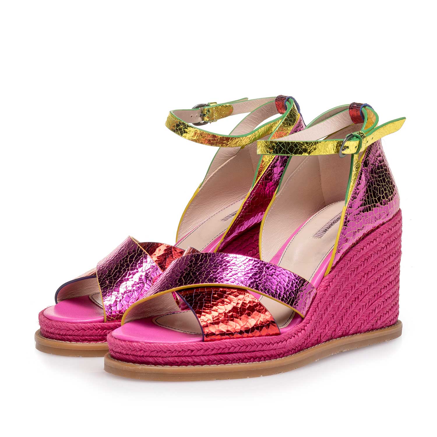 85915/01 - Roze metallic leren sandaal met craquelé effect 85915/01 - Roze metallic leren sandaal met craquelé effect
