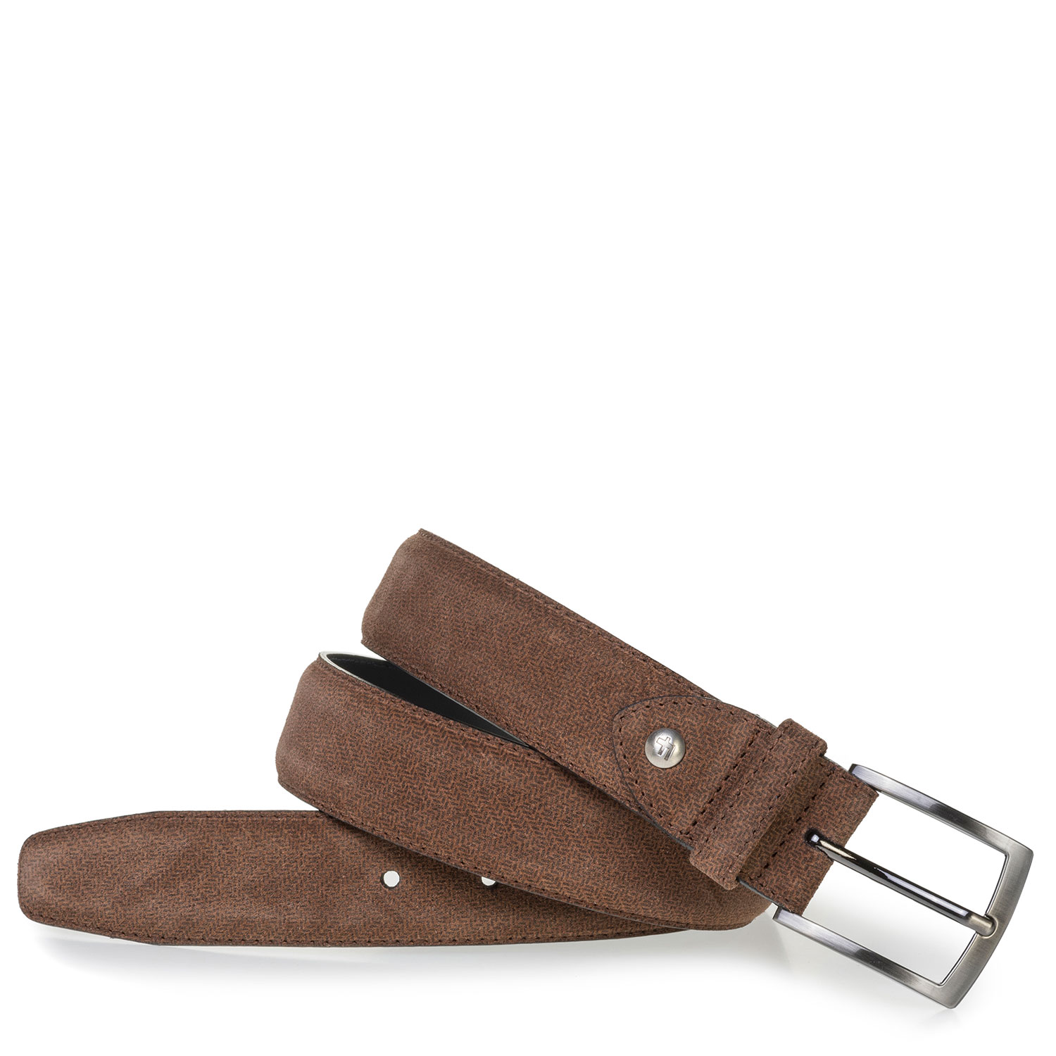 75201/72 - Cognac-coloured suede leather belt with print 75201/72 - Cognac-coloured suede leather belt with print