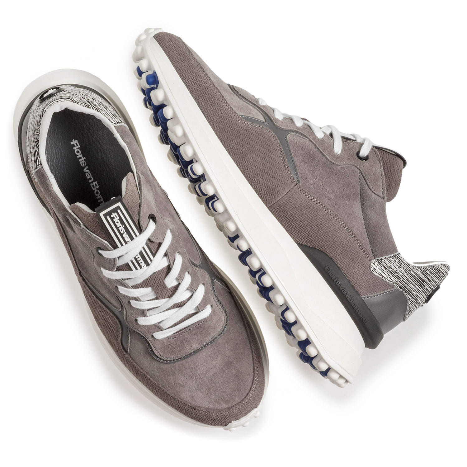 16301/16 - Grey suede leather sneaker with print 16301/16 - Grey suede leather sneaker with print