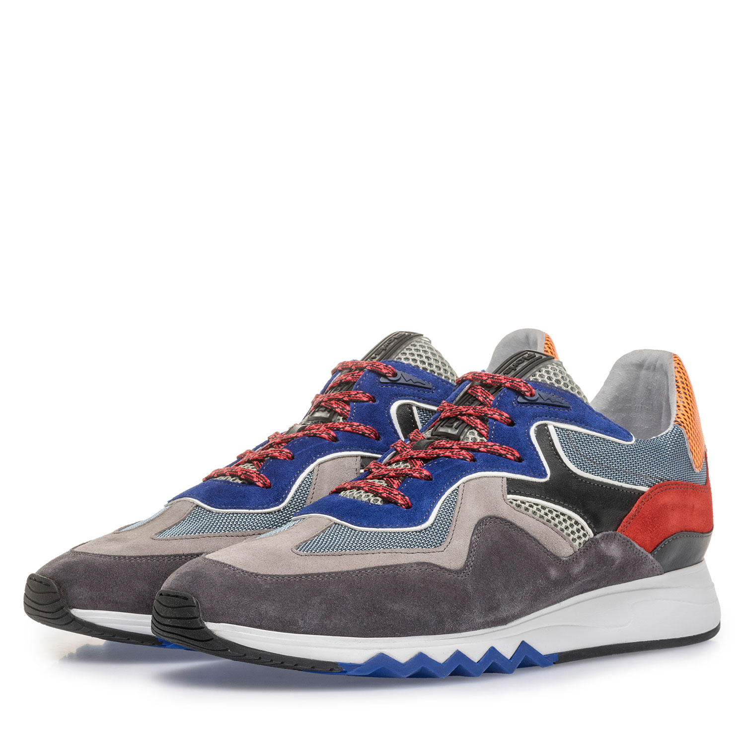16290/03 - Multi-color suède sneaker met blauwe details 16290/03 - Multi-color suède sneaker met blauwe details