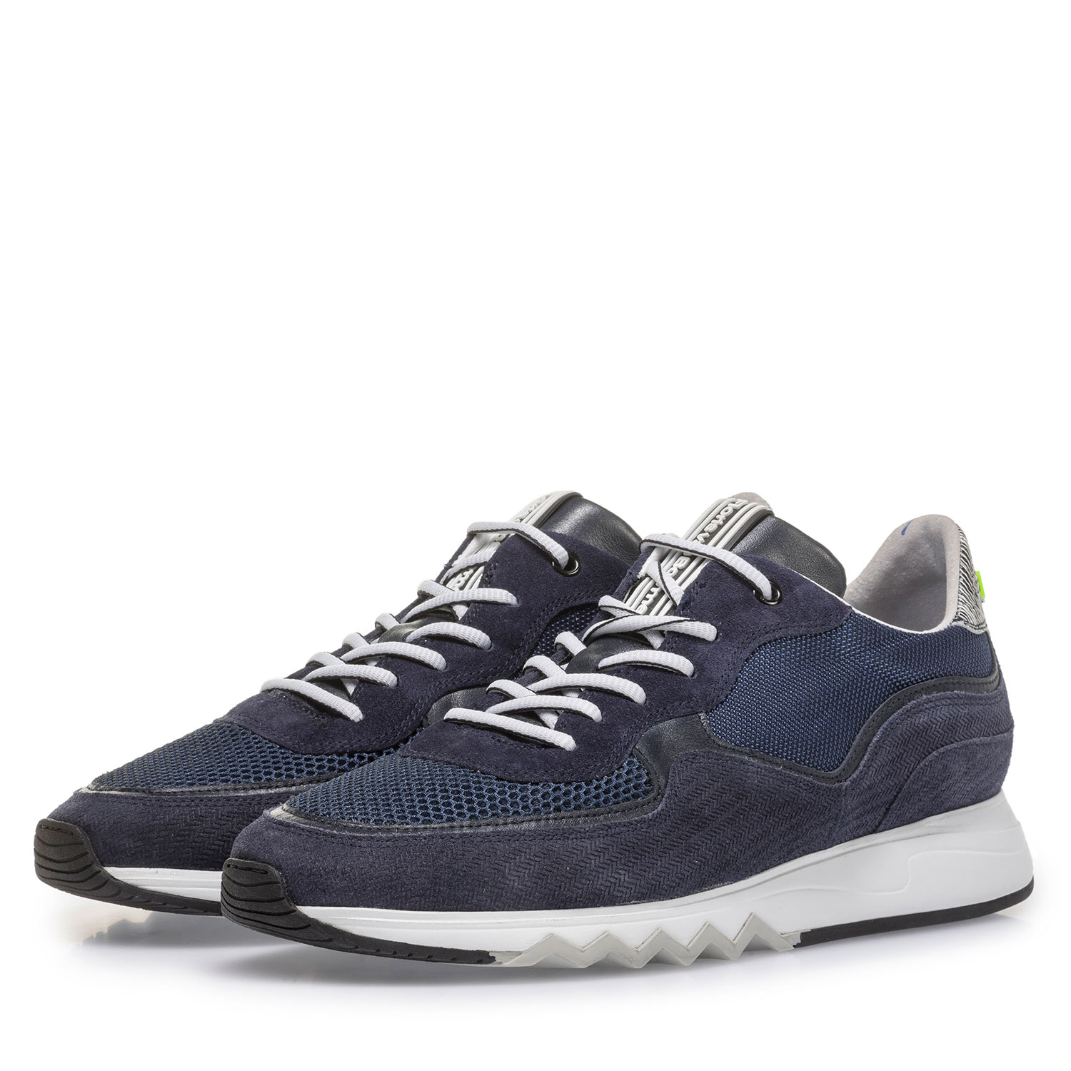16093/19 - Donkerblauwe suède sneaker met print 16093/19 - Donkerblauwe suède sneaker met print