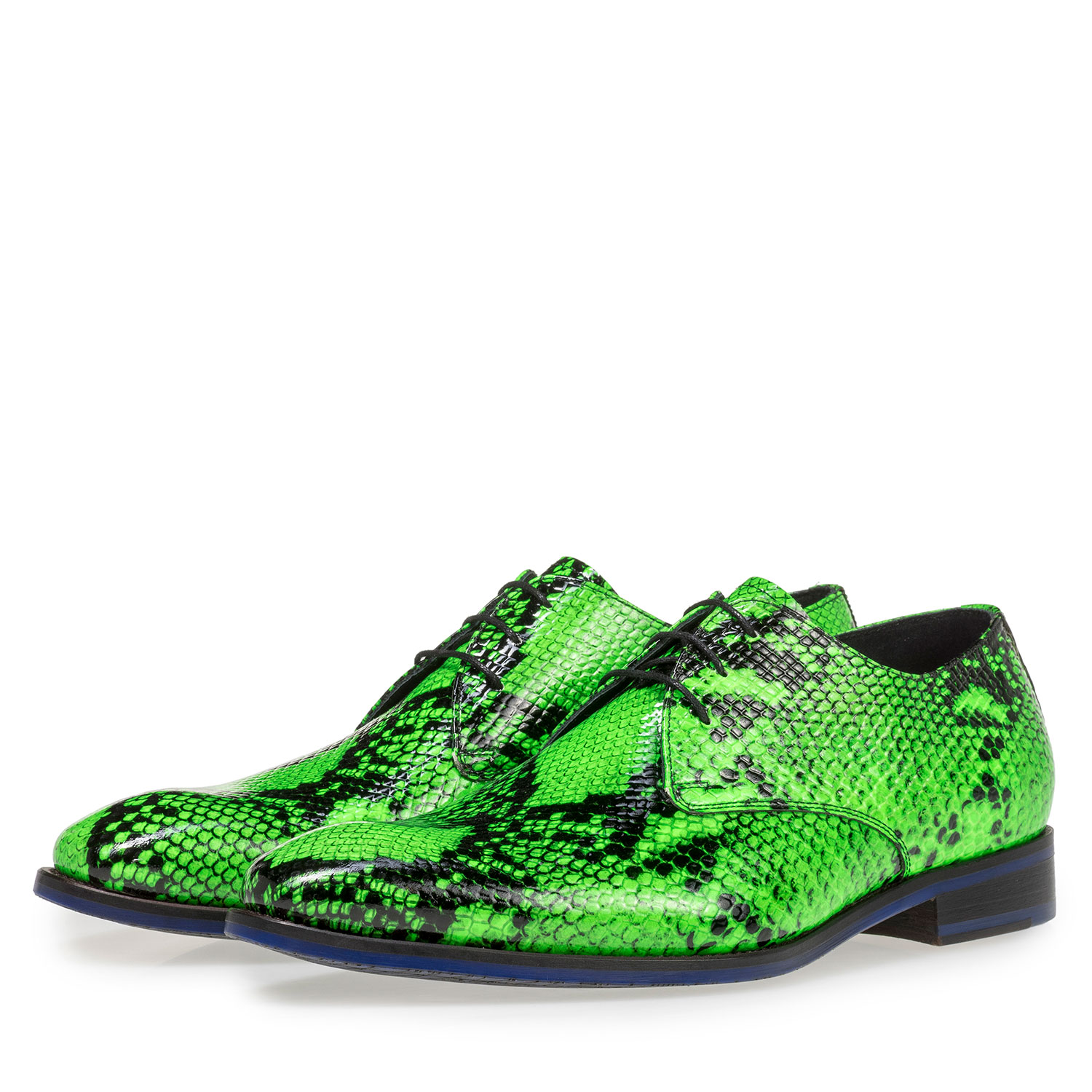 18124/06 - Premium fluor groene veterschoen met snakeprint 18124/06 - Premium fluor groene veterschoen met snakeprint