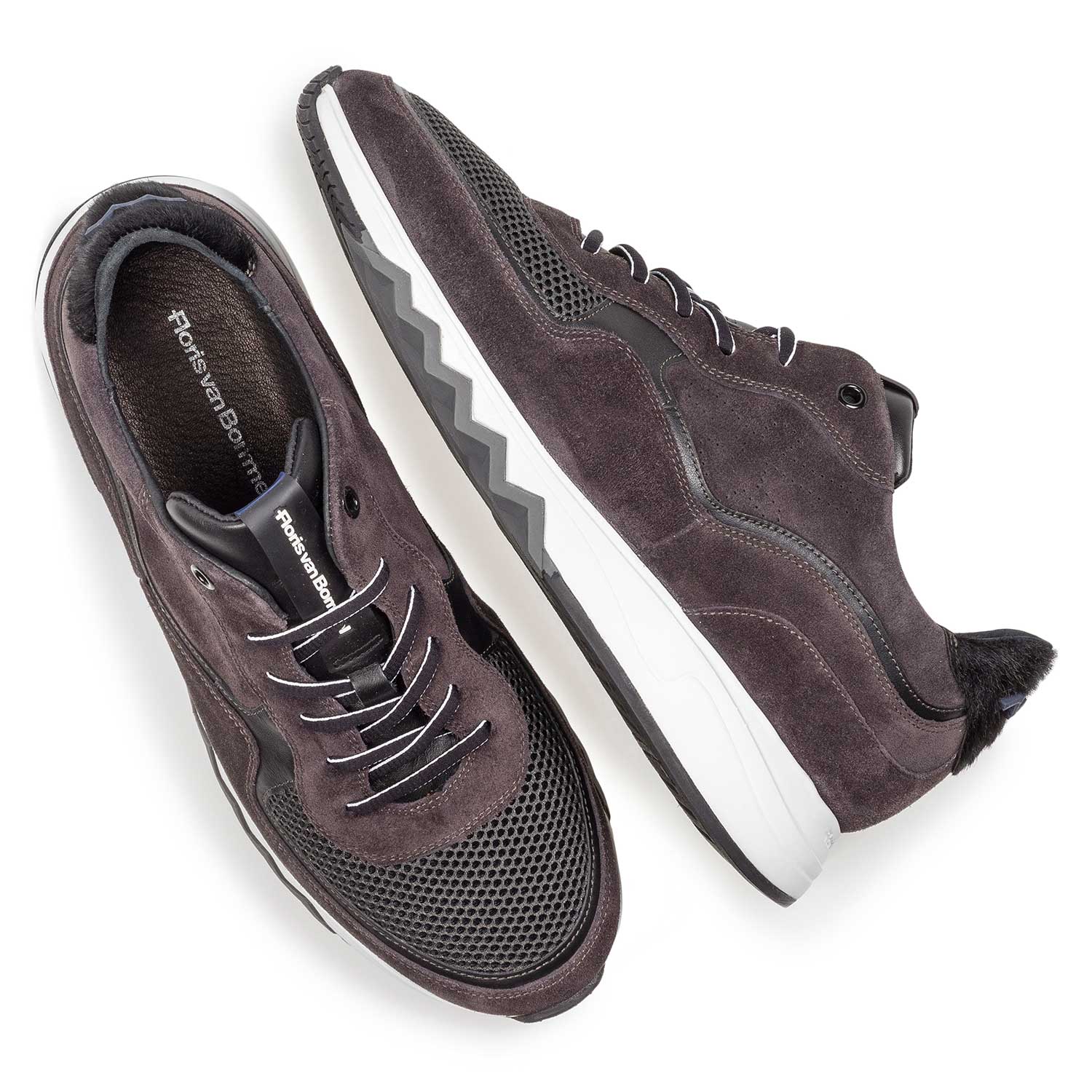 16093/16 - Anthracite and brown suede leather sneaker 16093/16 - Anthracite and brown suede leather sneaker