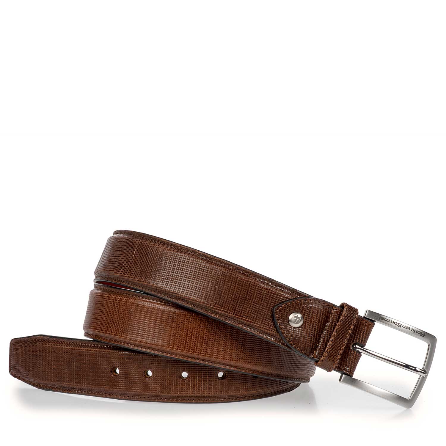 75189/24 - Bruine riem van kalfsleer met print 75189/24 - Bruine riem van kalfsleer met print