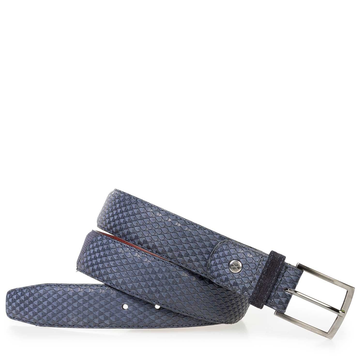 75188/17 - Blue nubuck leather belt with snake print 75188/17 - Blue nubuck leather belt with snake print