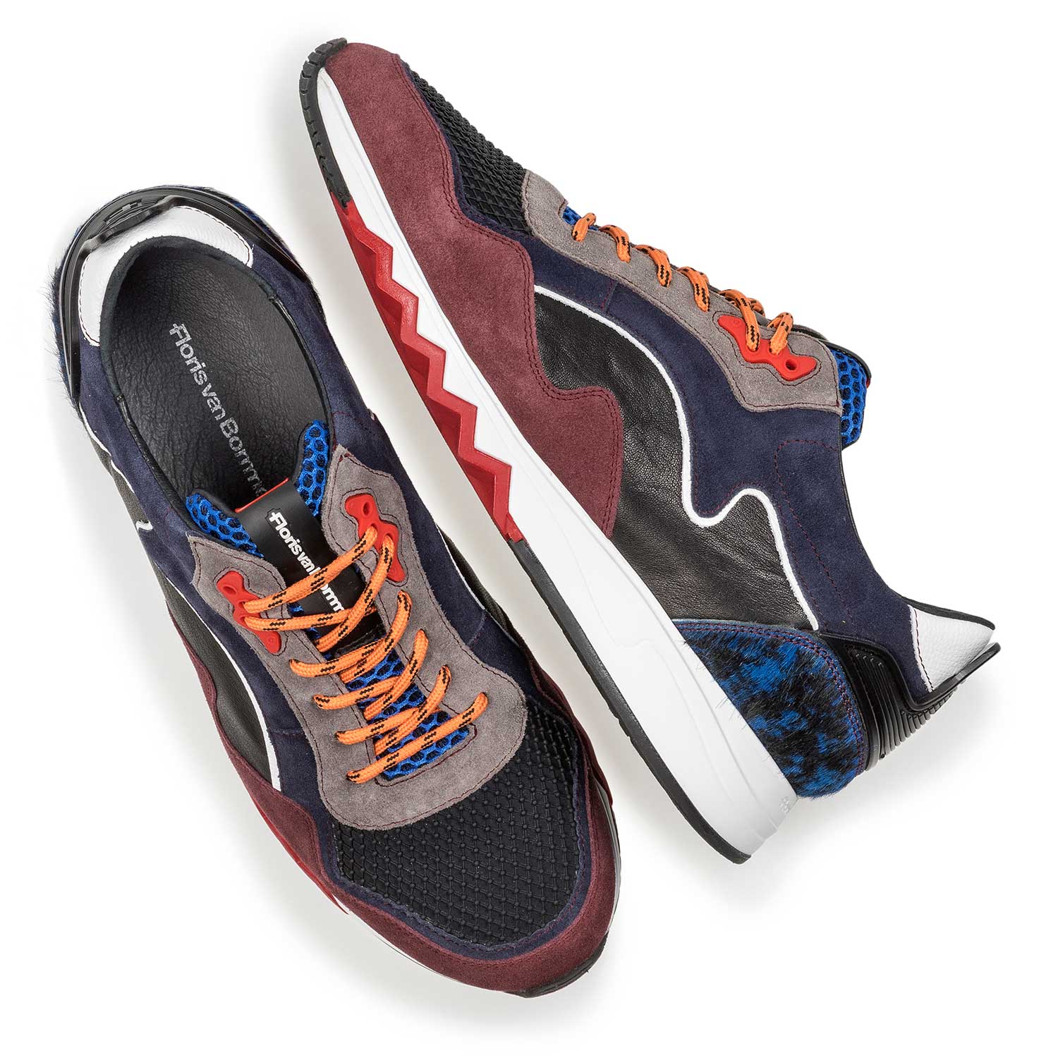 16092/06 - Suède sneaker rood/blauw 16092/06 - Suède sneaker rood/blauw