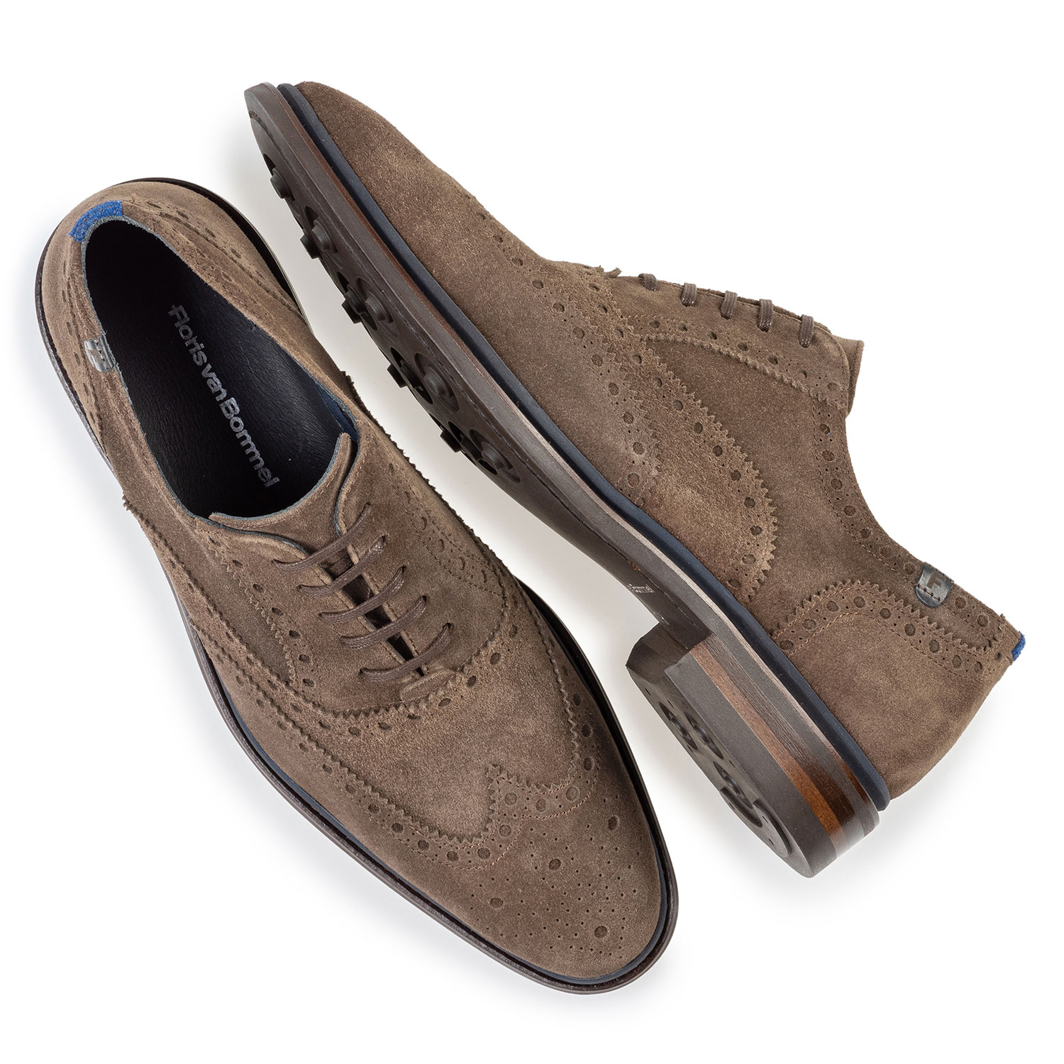 19172/03 - Brogue suède donker taupe 19172/03 - Brogue suède donker taupe
