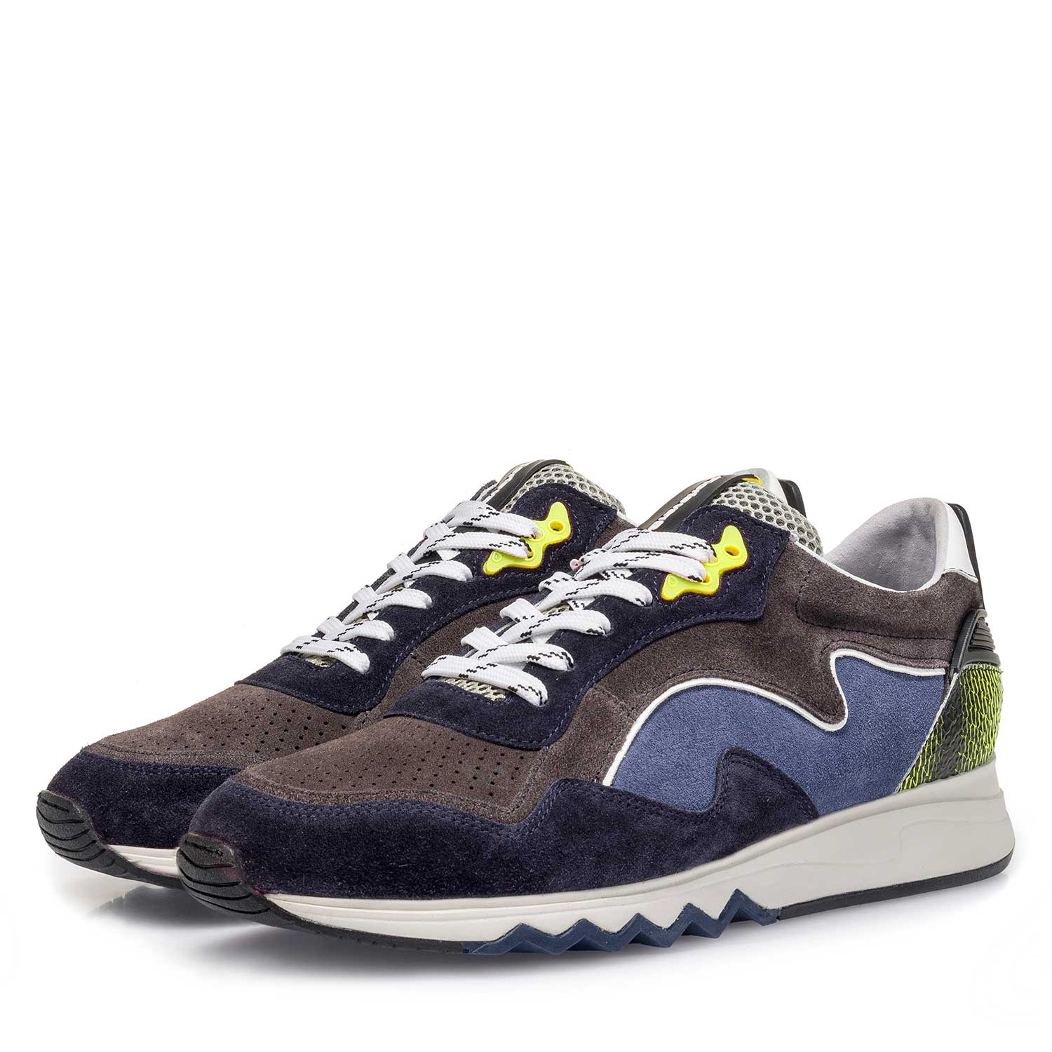 16092/00 - Suède sneaker geel/blauw 16092/00 - Suède sneaker geel/blauw