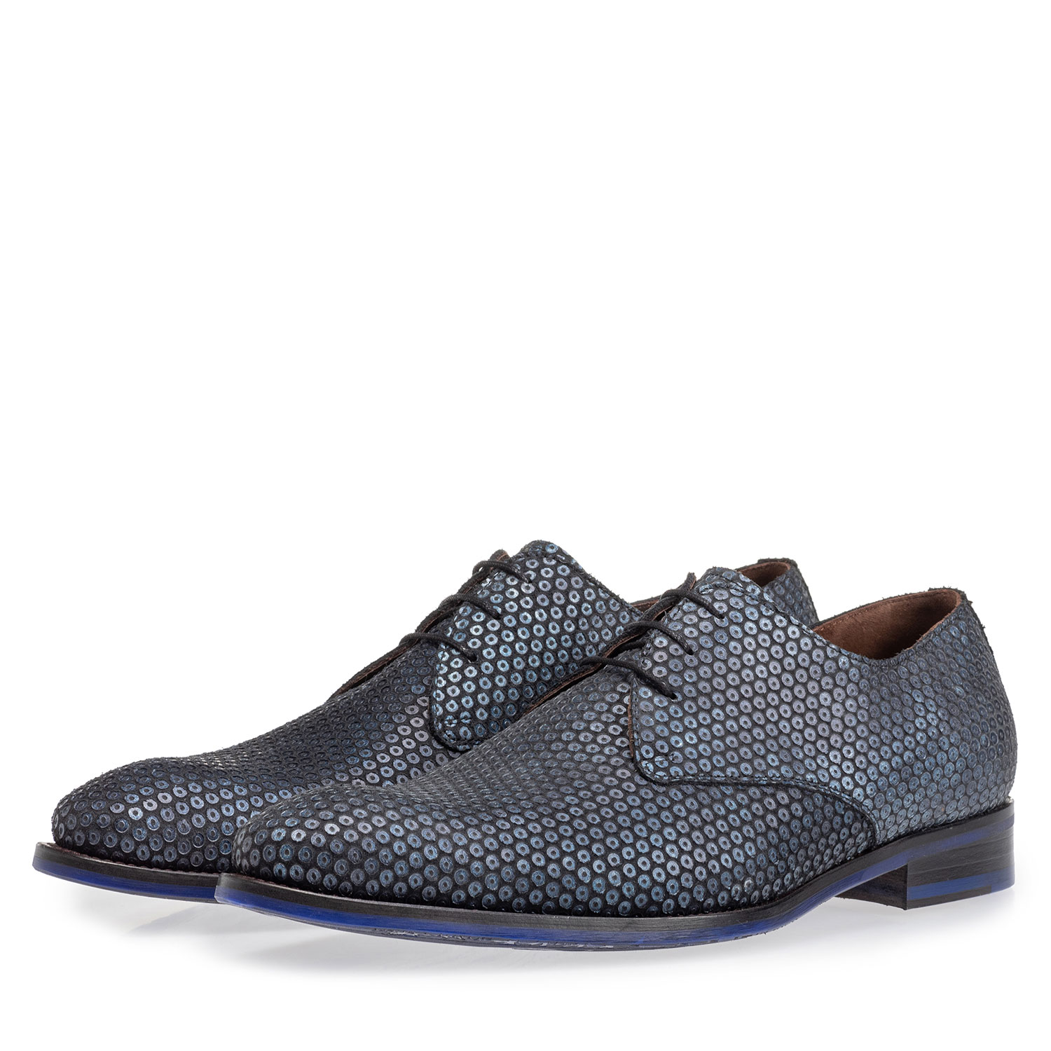 18165/01 - Veterschoen donkerblauw met print 18165/01 - Veterschoen donkerblauw met print
