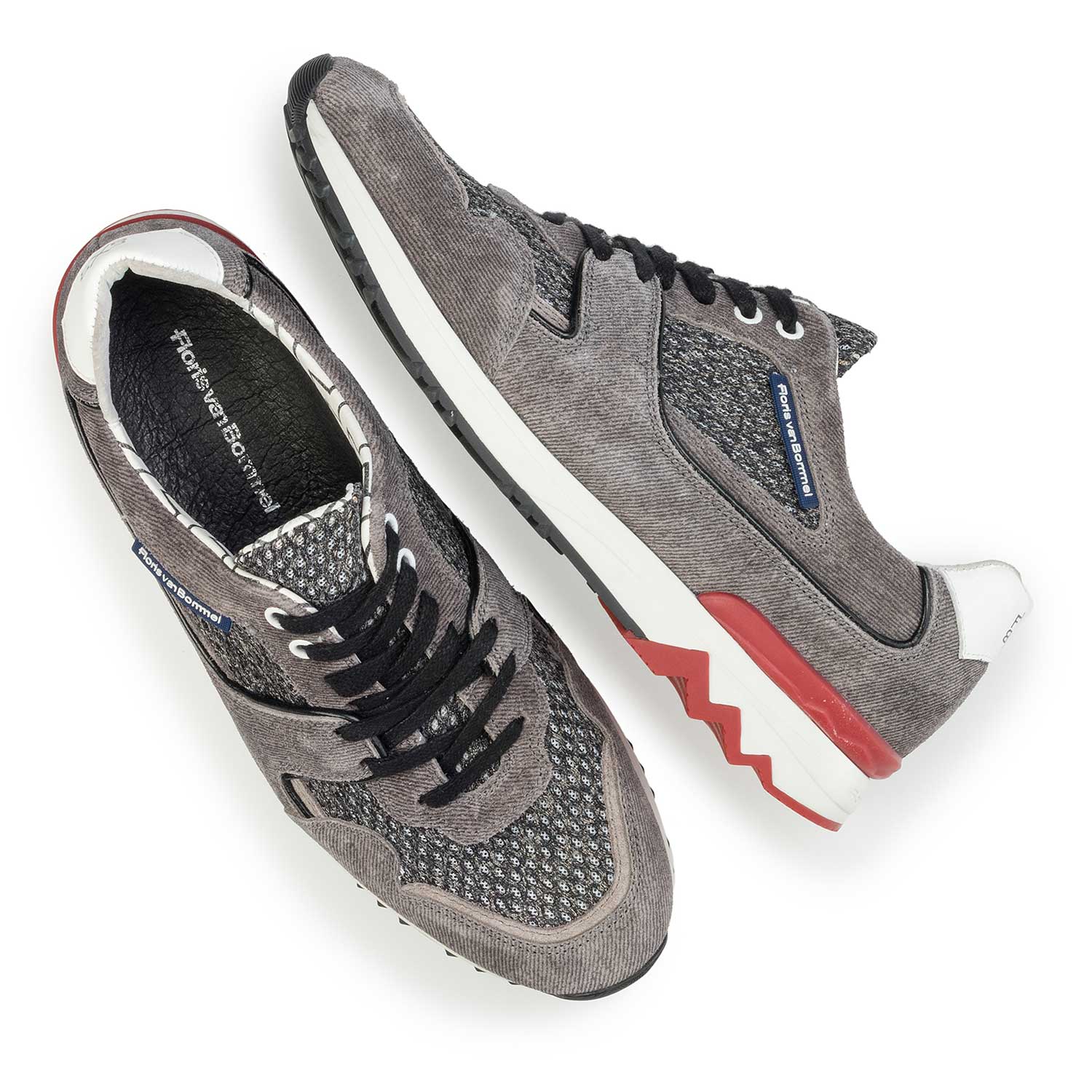 16220/07 - Grijze suède sneaker met denimstructuur 16220/07 - Grijze suède sneaker met denimstructuur