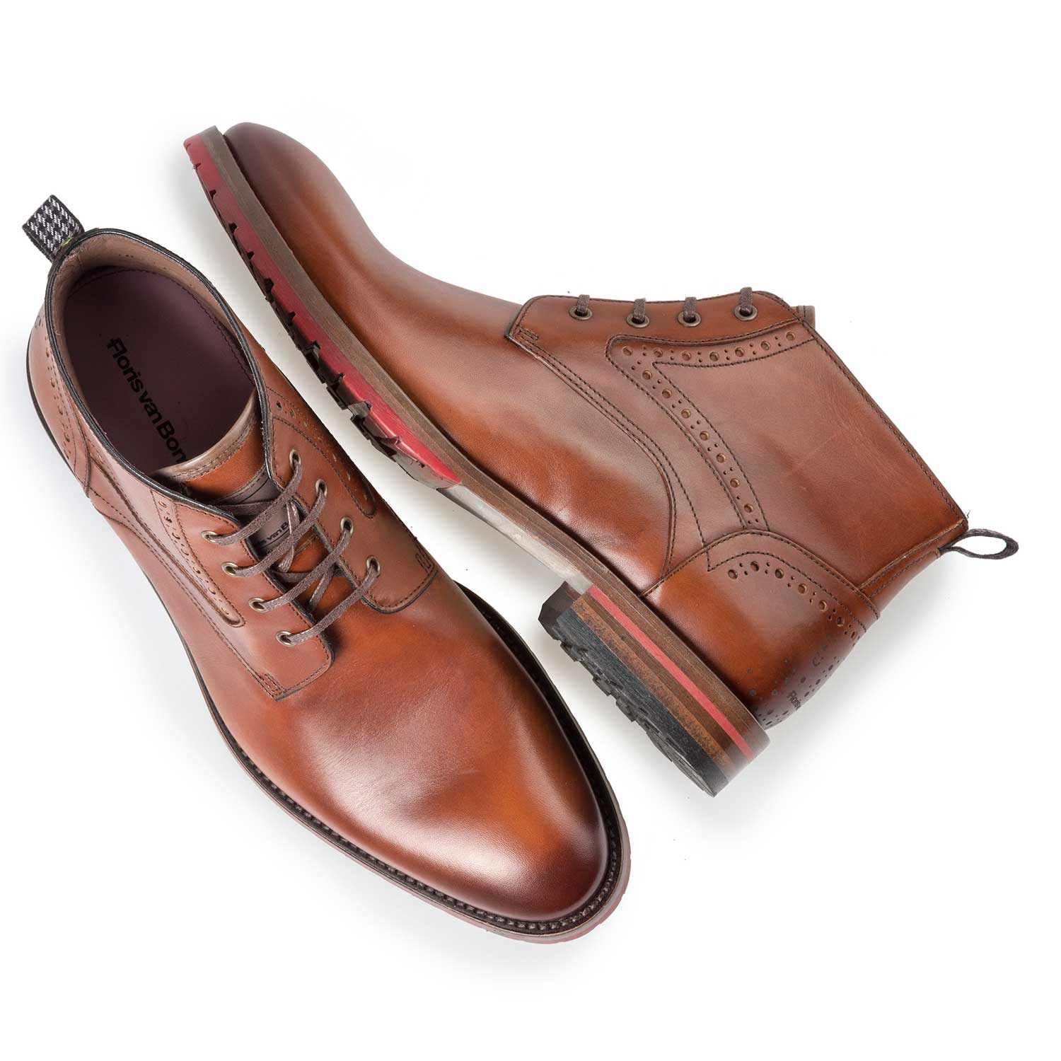 10317/03 - Cognac leren veterboot 10317/03 - Cognac leren veterboot