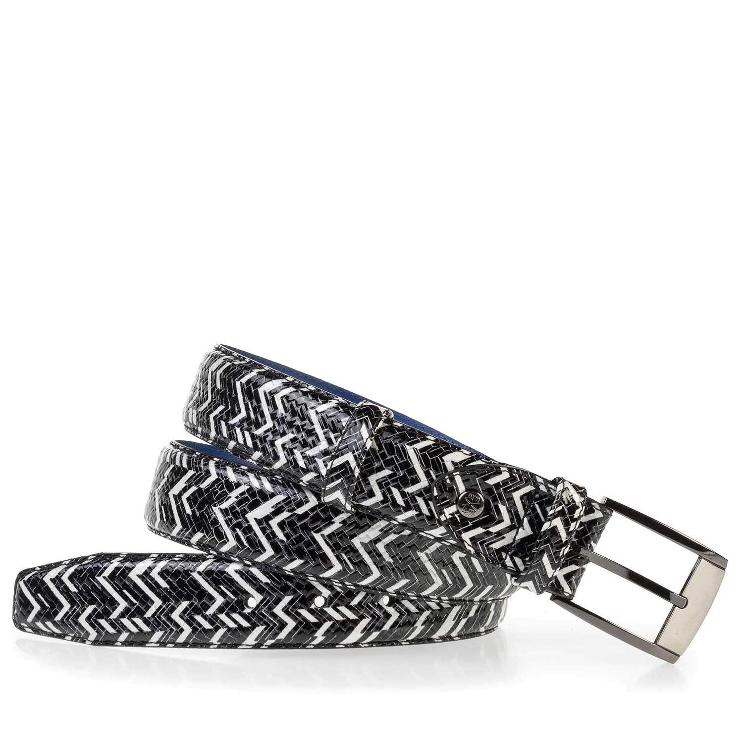 75180/01 - Patterned black-white patent leather belt 75180/01 - Patterned black-white patent leather belt