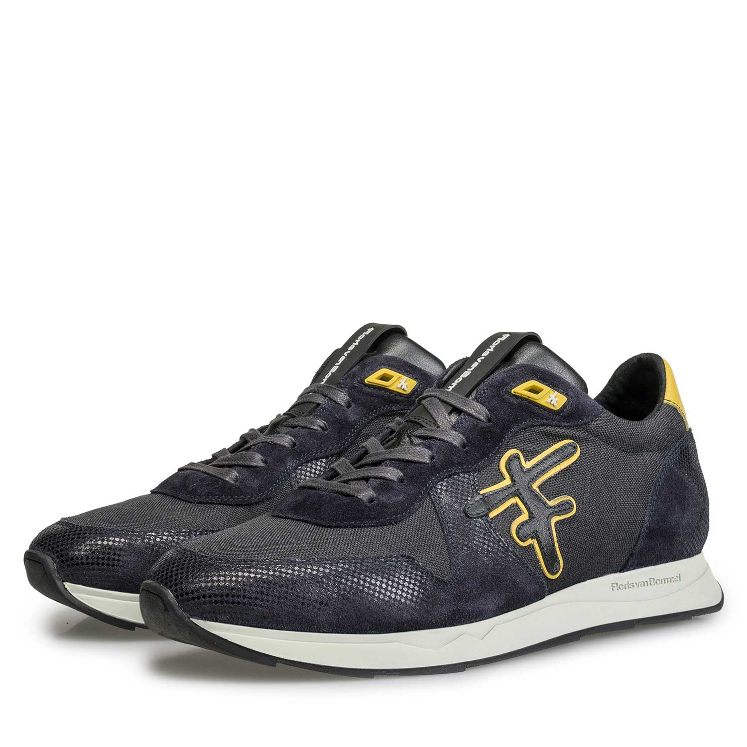 16226/01 - Blauw/ grijze sneaker met gele details 16226/01 - Blauw/ grijze sneaker met gele details