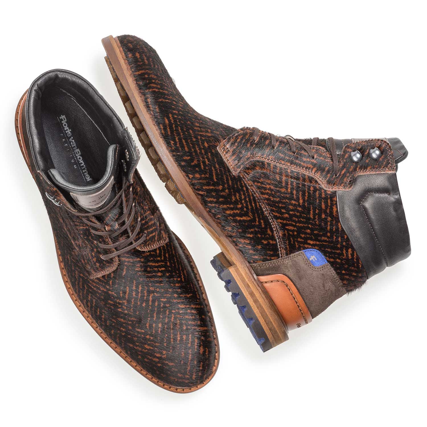 10641/01 - Premium pony veterboot cognac met print 10641/01 - Premium pony veterboot cognac met print