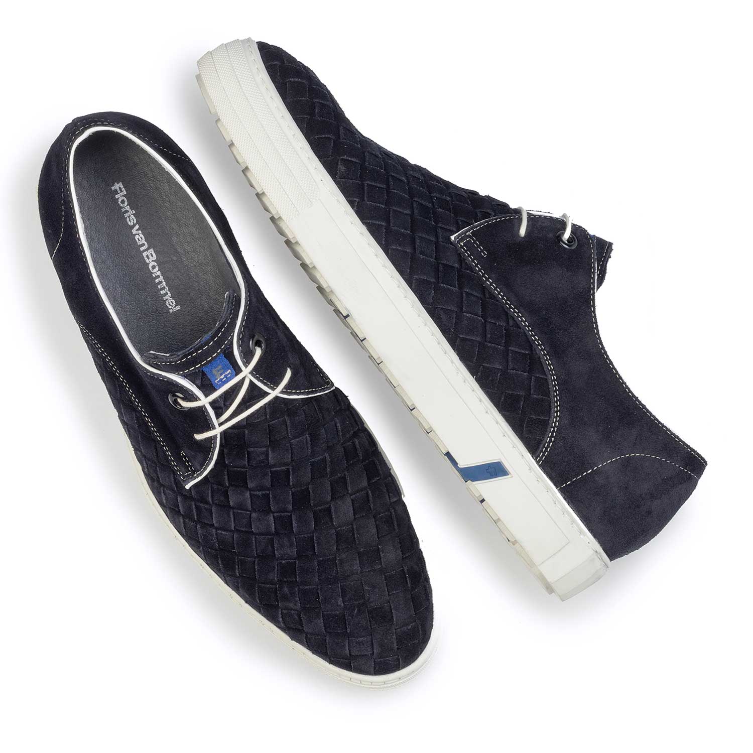 14451/04 - Dark blue lace shoe made of braided leather 14451/04 - Dark blue lace shoe made of braided leather