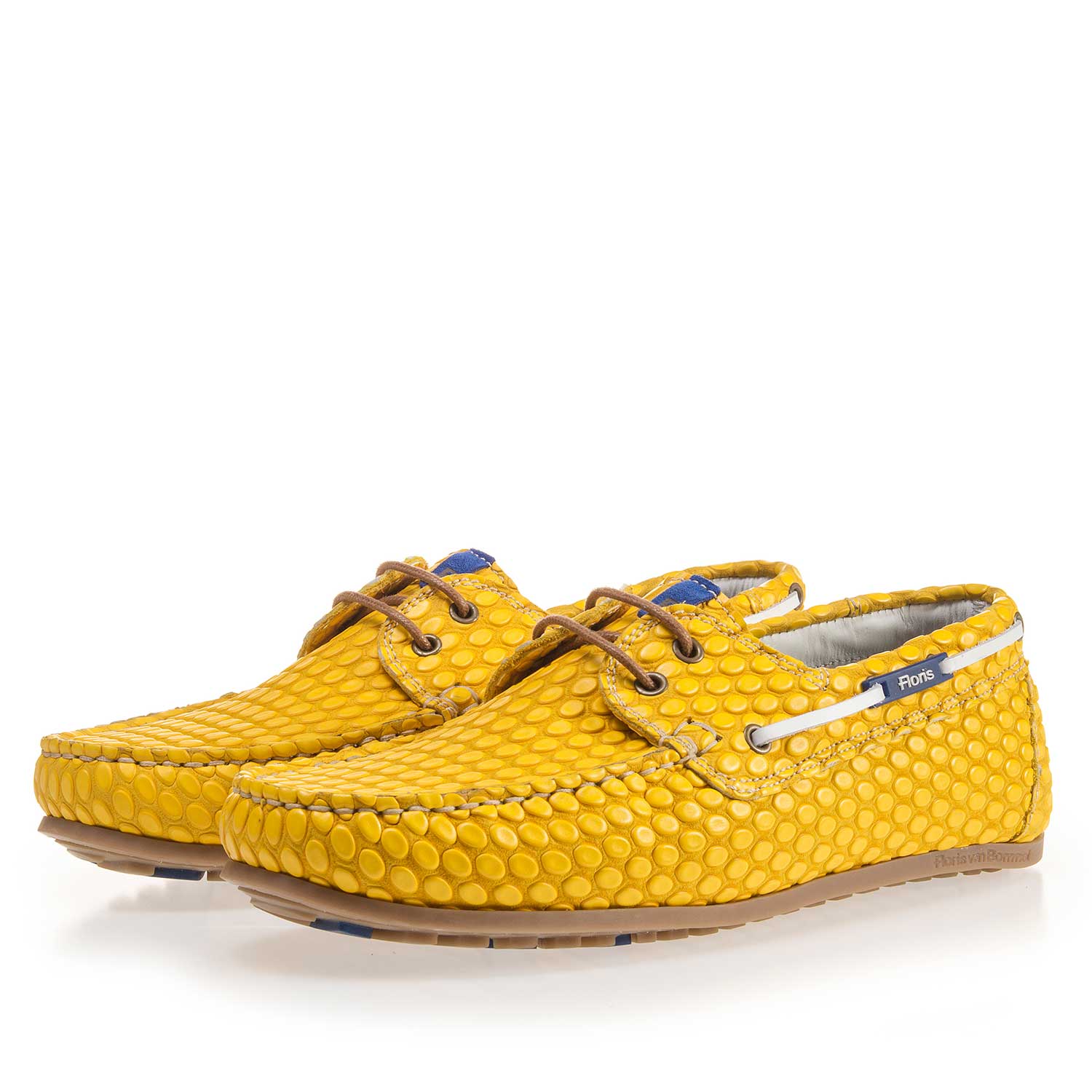 15055/01 - Yellow, printed boat shoe made of leather 15055/01 - Yellow, printed boat shoe made of leather