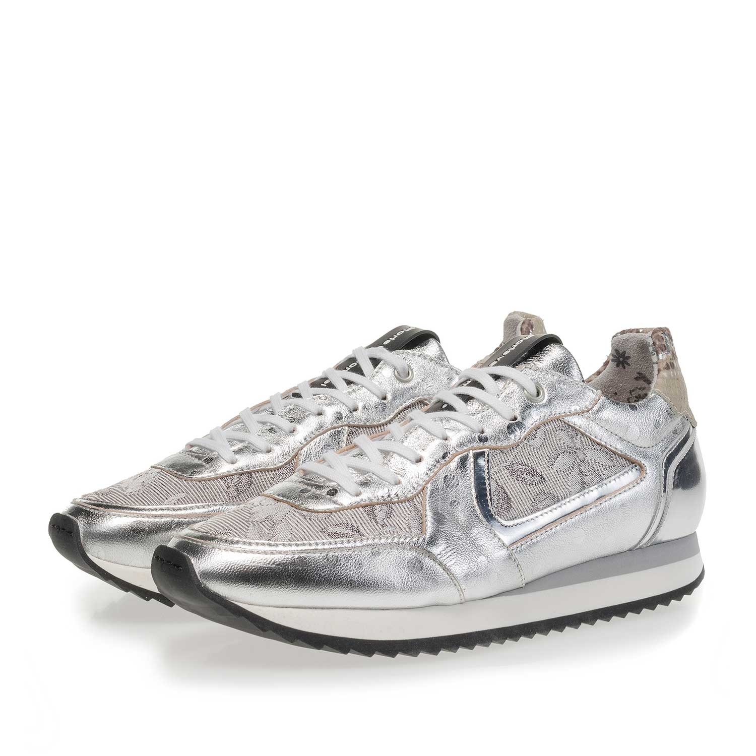 85232/01 - Zilveren leren sneaker 85232/01 - Zilveren leren sneaker