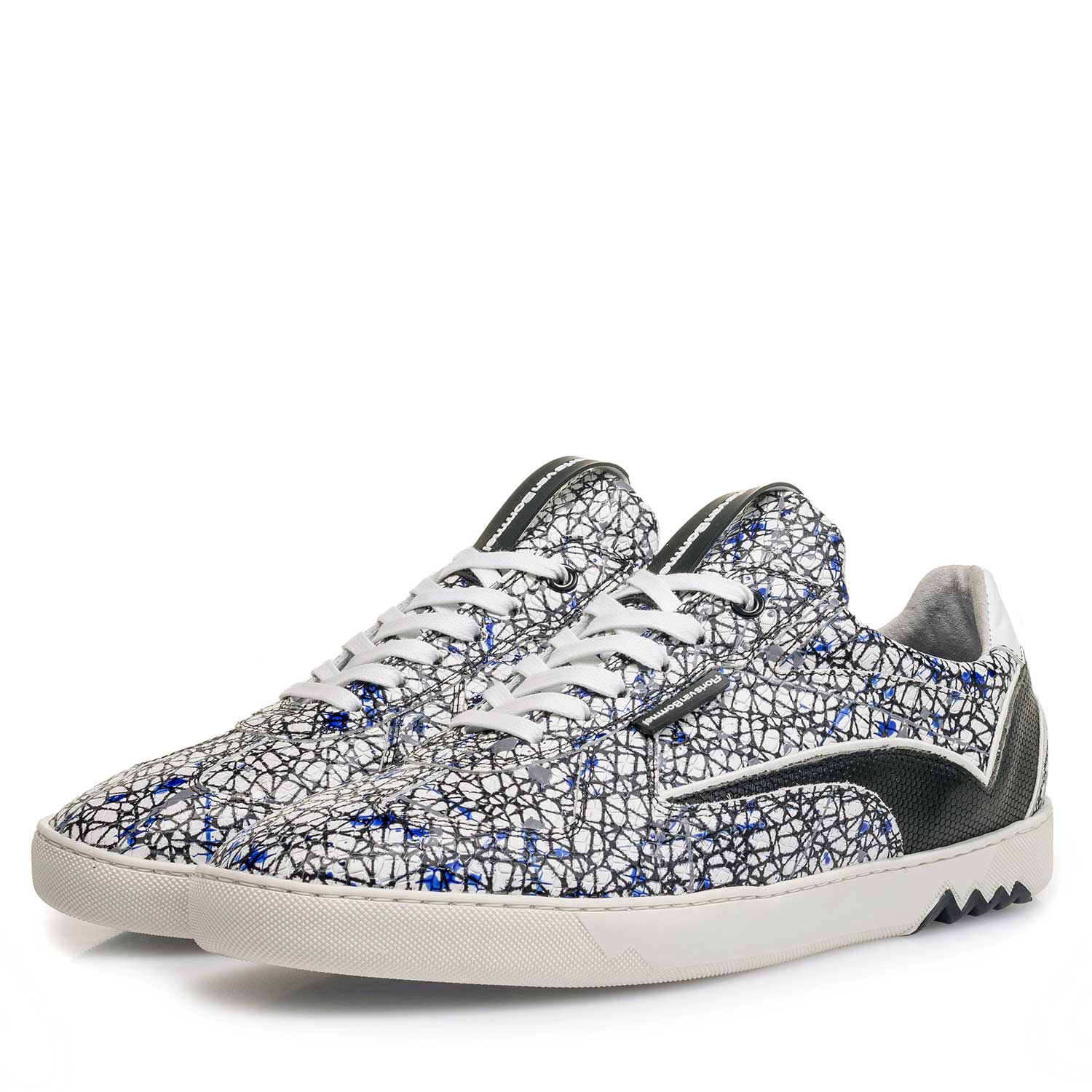 16342/08 - Witte kalfsleren sneaker met print 16342/08 - Witte kalfsleren sneaker met print