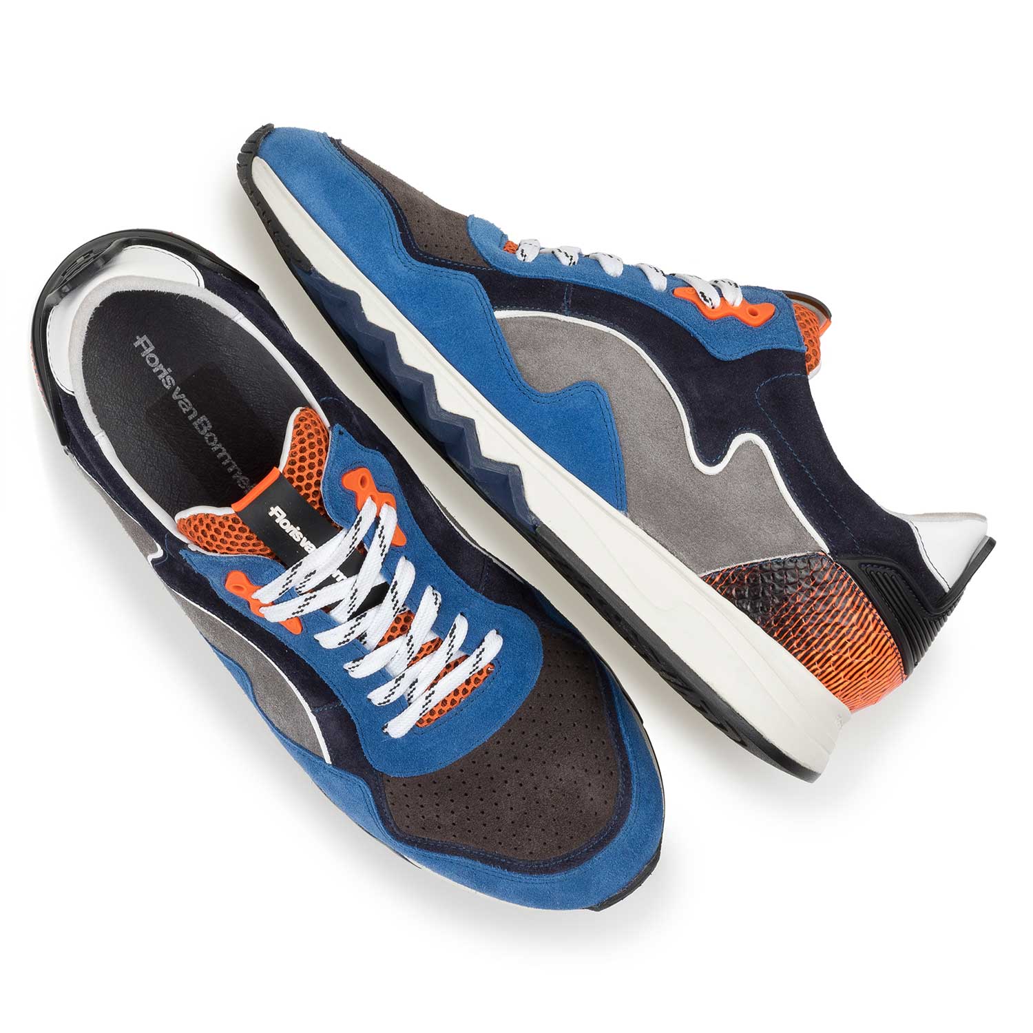 16092/05 - Suède sneaker blauw/oranje 16092/05 - Suède sneaker blauw/oranje