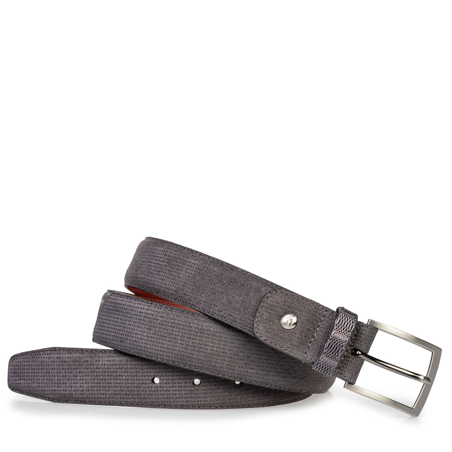 75188/76 - Suède riem donkergrijs met print 75188/76 - Suède riem donkergrijs met print