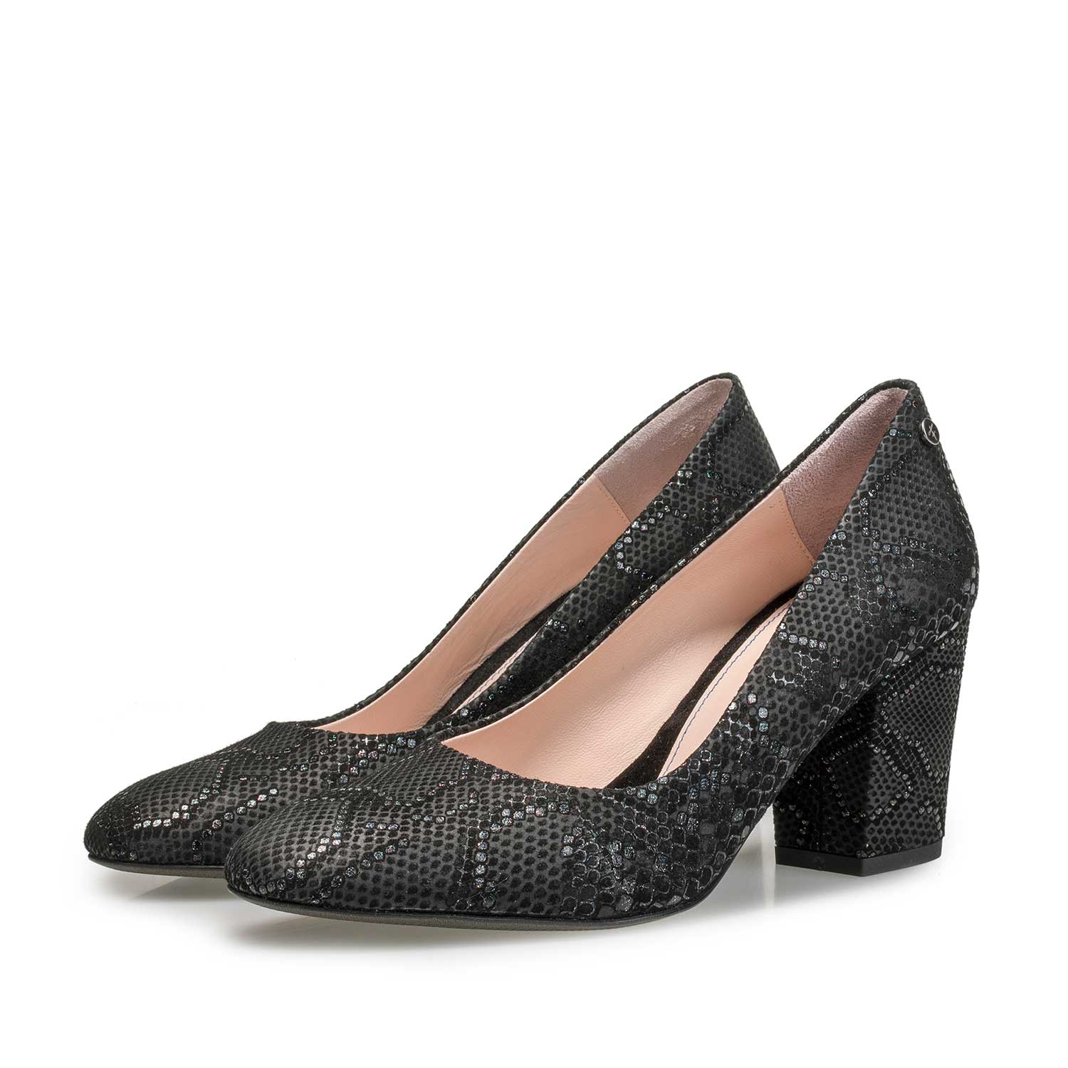 85507/00 - Zwarte leren pump met snakeprint 85507/00 - Zwarte leren pump met snakeprint
