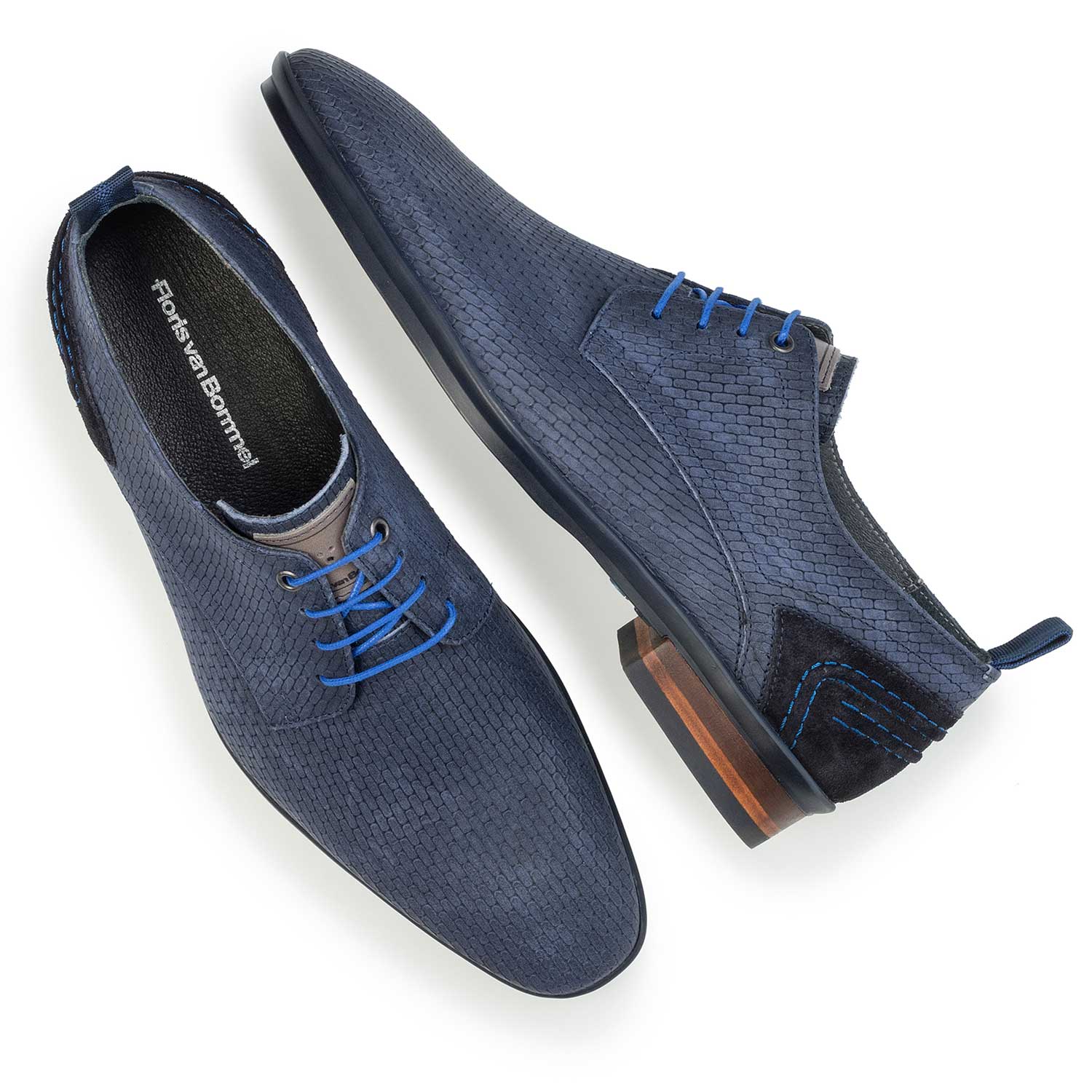 14007/06 - Blue nubuck leather lace shoe 14007/06 - Blue nubuck leather lace shoe