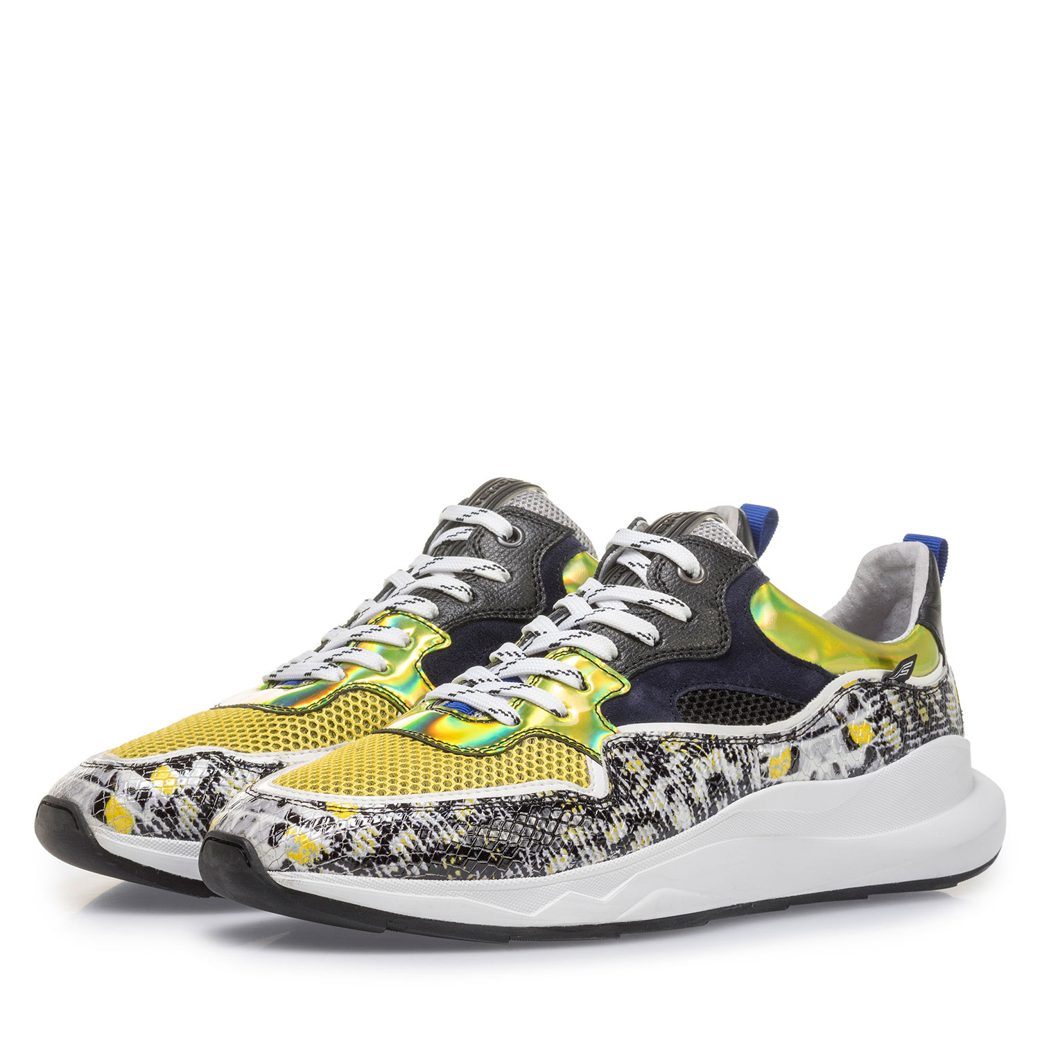 16269/23 - Multi-color sneaker met grijs/gele print 16269/23 - Multi-color sneaker met grijs/gele print