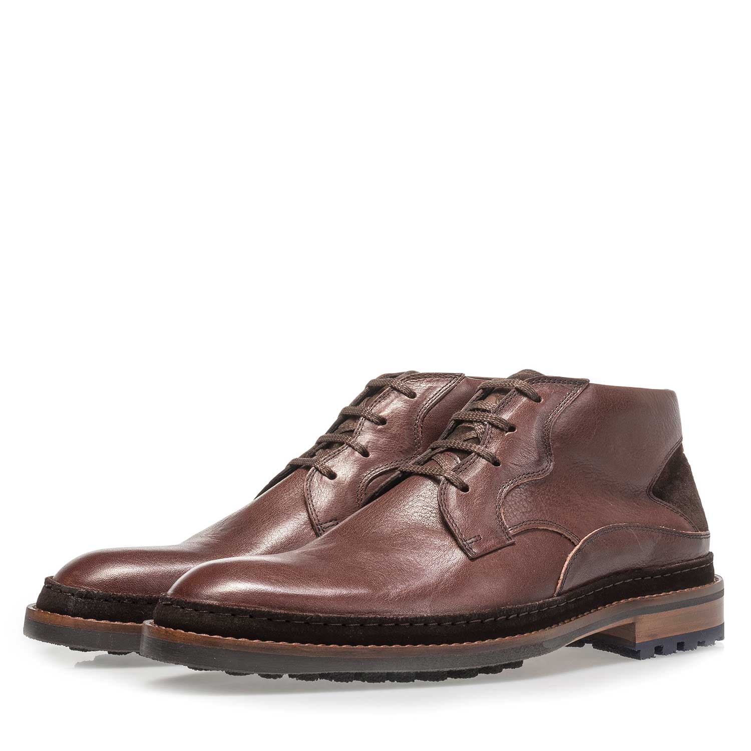 10509/00 - Roodbruine kalfsleren veterboot 10509/00 - Roodbruine kalfsleren veterboot